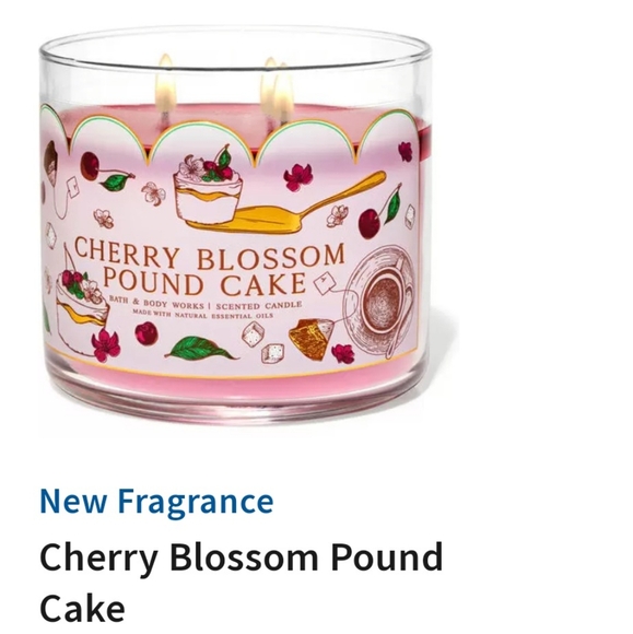 🛍BOGO 50%🍒🍰🕯NWT‼️Bath & Body Works "Cherry Blossom Pound Cake" 3-wick Candle - Picture 6 of 10